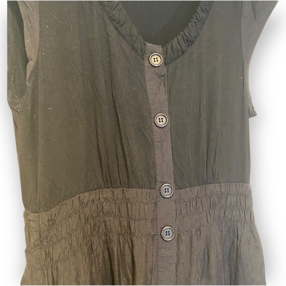 2for$35 Vintage Baia Black Midi Elastic Waist Buttoned Dress Size 8 - Picture 10 of 15